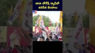 నారా లోకేష్ ర్యాలీలో జనసేన జెండాలు - TV9