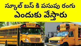 స్కూల్ బస్ కి  పసుపు రంగు ఎందుకు వేస్తారు #telugu guru# why,what,how, school bus yellow colour paint