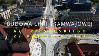 Olsztyn, Budowa Linii Tramwajowej, al. Piłsudskiego - kwiecień | DJI Mini 3 Pro 4K