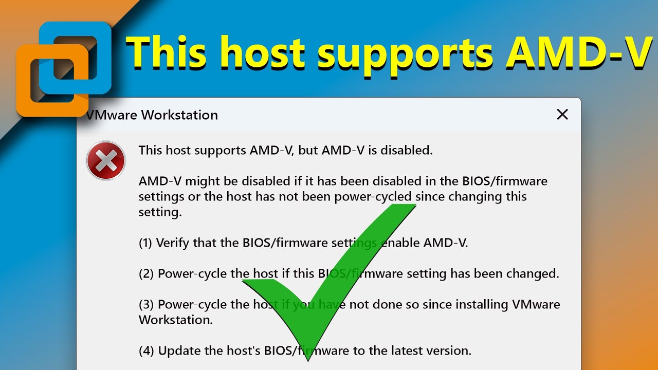 How To Fix This Host Supports AMD-V, But AMD-V Is Disabled - YouTube