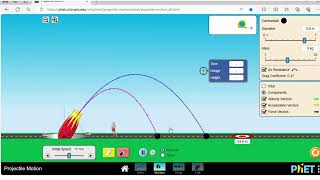 PROJECTILE MOTION CASE 2 USING PHET SIMULATION