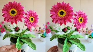 Gerbera flowers tutorial: How to make Gerbera Daisy out of pipe cleaner 🌸handcraft 🌸 easy diy flower