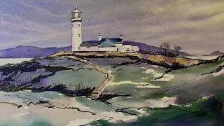 Paint An EVENING SKY & Lighthouse Watercolor Landscape Painting Loose Watercolour  Beginners Demo