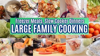 LARGE FAMILY DINNERS ON A BUDGET | Big Freezer Meals, Slow Cooker Recipes, + leftovers & lots!