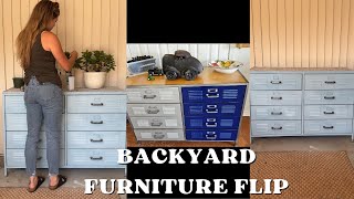 Transforming a metal dresser into a functional backyard planter! #diy #furnitureflip