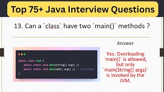 Top 75 Java Interview Questions - Can a Class Have Two main() Methods in Java? #interview #coding
