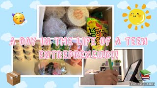 A DAY IN THE LIFE OF A TEEN ENTREPRENEUR!! + Package my slime shop restock orders!