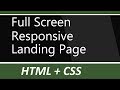 Full screen responsive landing page with background image using html and css