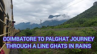 COIMBATORE TO PALGHAT GHAT JOURNEY!! | THROUGH A LINE IN RAINS!! | ONBOARD SBC-ERS INTERCITY!!