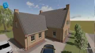 Visualisatie verbouwing woning bestaande en nieuwe situatie