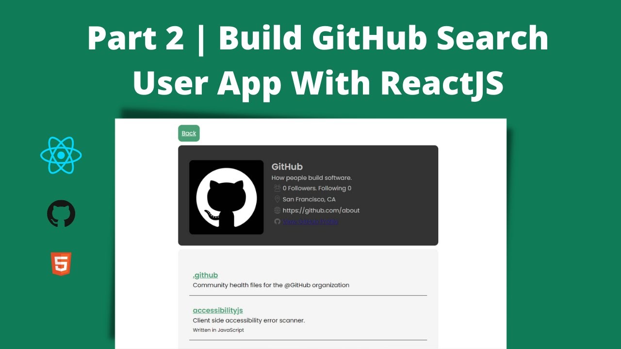 Use GitHub API To Build Search User App With React Part 2 - YouTube