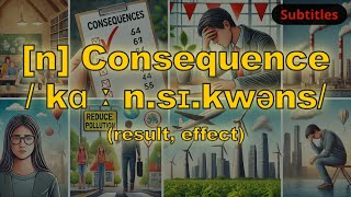 [n] Consequence meaning (result, effect) with 5 examples