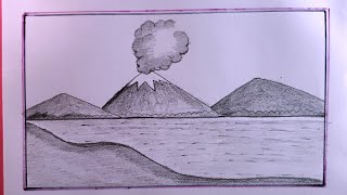how to draw a volcano easy/easy volcano drawing
