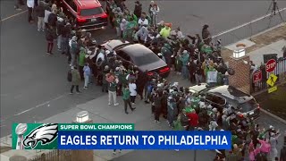 Super Bowl champion Eagles return home to crowd of excited fans