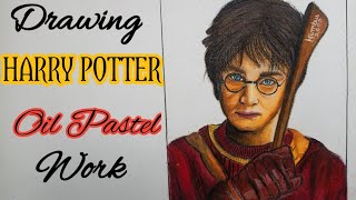 How to draw Harry Potter | Harry Potter sketch using oil pastel colours