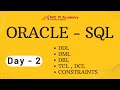 Day - 02 - Oracle SQL - Different types of SQL DDL, DML, DRL, TCL and DCL