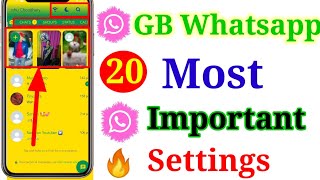 GB Whatsapp Hidden 20 Settings || Gb whatsapp most Important Settings || Sk youtuber ||