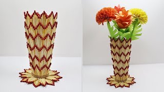 How To Make Flower Vase With Matchsticks || Best Out Of Waste Ideas || Matchstick Flower Vase