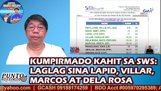 KUMPIRMADO KAHIT SA SWS:LAGLAG SINA LAPID, VILLAR, MARCOS AT DELA ROSA