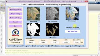 Cotton Leaf Disease Detection using Matlab Source code