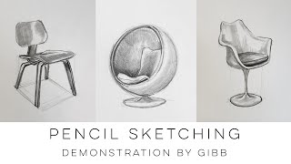 How to draw furniture - a beginners sketching tutorial on three classic chairs