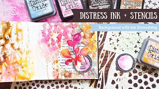Fabulous Technique to create an Art Journal Background 👉 Stencil Smooshing with Distress Inks