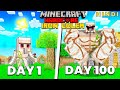 I Survived 100 DAYS as an IRON GOLEM in HARDCORE Minecraft ! Hindi