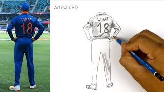 Drawing of  Virat Kohli | pencil sketch, Virat Kohli cricket player from India