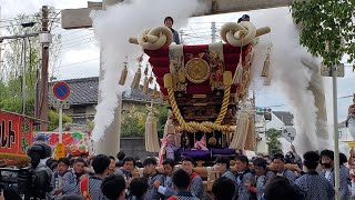 宮出の姿！？　３年ぶり！令和４年９月１０日　百舌鳥八幡宮　月見祭　４番　西之町ふとん太鼓　階段上り