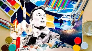 Painting ...Elon Musk | Painting by laladj #elonmusk #tesla #spacex #doge #businessleader
