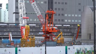 虎ノ門二丁目地区第一種市街地再開発事業（国立印刷局、虎の門病院、共同通信会館の建替え）の建設状況（2022年3月6日）