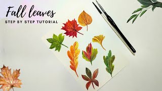 Fall leaf watercolor painting. How to draw and paint fall | autumn leaves with easy steps.