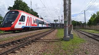 New city train EG2Tv Ivolga train Russia Moscow. Railway in Russia. RZD