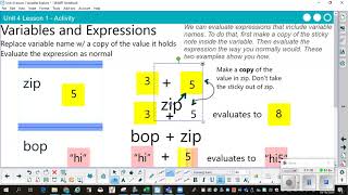 AP CSP U4 L1 Variables Explore