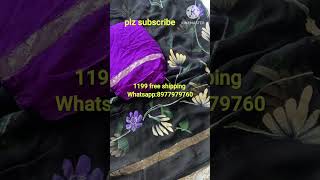 #ytshorts #shots #pure  viscose georgette saree with satin border Beautiful hand print #