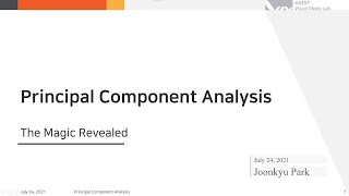 [VML Lab Seminar] PCA: Principal Component Analysis (Presenter: PJK)