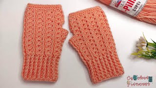 جوانتي/قفاز كروشيه بدون اصابع سهل وسريع Crochet Fingerless Gloves