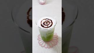 Iced matcha latte #drink recipe #home cafe #latte art #shorts