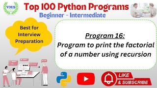 Python Program 016 | Factorial Using Recursion in Python | Recursive Function Example
