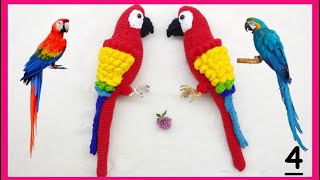 Amigurumi Papağan Baş,Gövde,Kuyruk Yapımı/Kırmızı Macaw Papağanı /Crochet Parrot/Örgü Kuş Yapımı