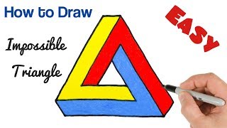 How to Draw Impossible Triangle Penrose | Optical Illusion drawing tutorial