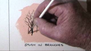 How to paint trees branches and twigs in watercolor by Dennis Clark