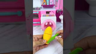 Washing Machine Eating Corn Set Toys, Satisfying With Unboxing Miniature ASMR Video