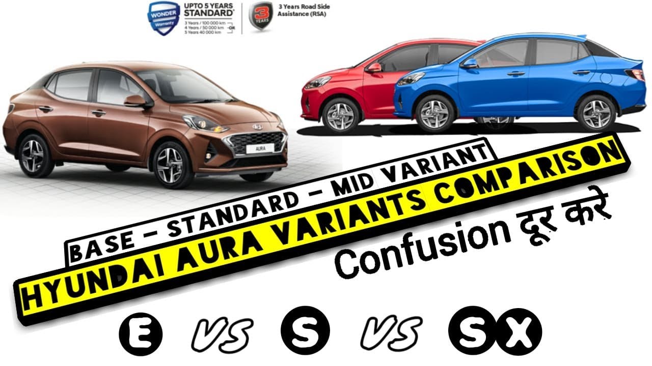 2020 Hyundai Aura E Vs S Variant Features | 2020 Hyundai Aura S Vs Sx ...