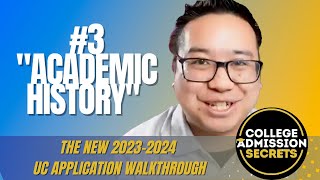 New UC Application Breakdown: "Academic history" 🎓
