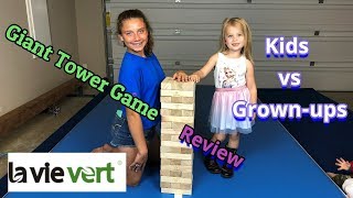 Lavievert Giant Toppling Timbers Wooden Blocks Game - Kids vs Grownups - unboxing \u0026 review