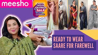 Affordable Ready To Wear Saare For Farewell Party #meesho #meeshocreator #meeshoreadytowearsaree