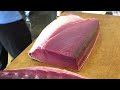 epic 500 pound giant bluefin tuna cutting for luxurious otoro sashimi