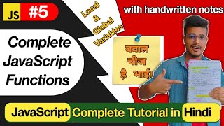 Functions and Local, Global Variable in javascript in Hindi with notes | JavaScript Tutorial Hindi#5