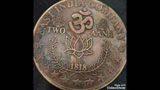 1818 Two ANNA India value worth money rare